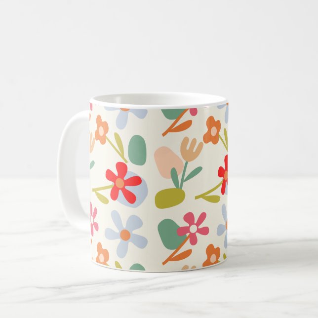 Mug Conception de motif floral abstrait d'aspect cool (Devant gauche)
