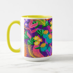 Mug Conception de motif floral exotique coloré
