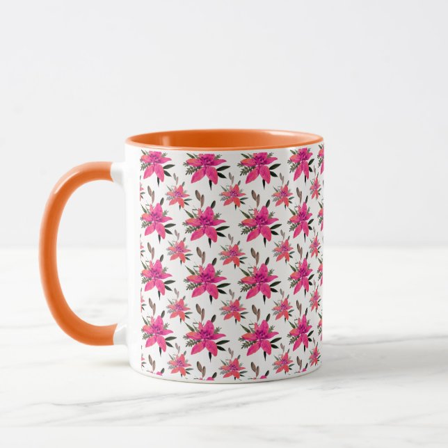 Mug Conception de motif floral Fleurs roses (Gauche)