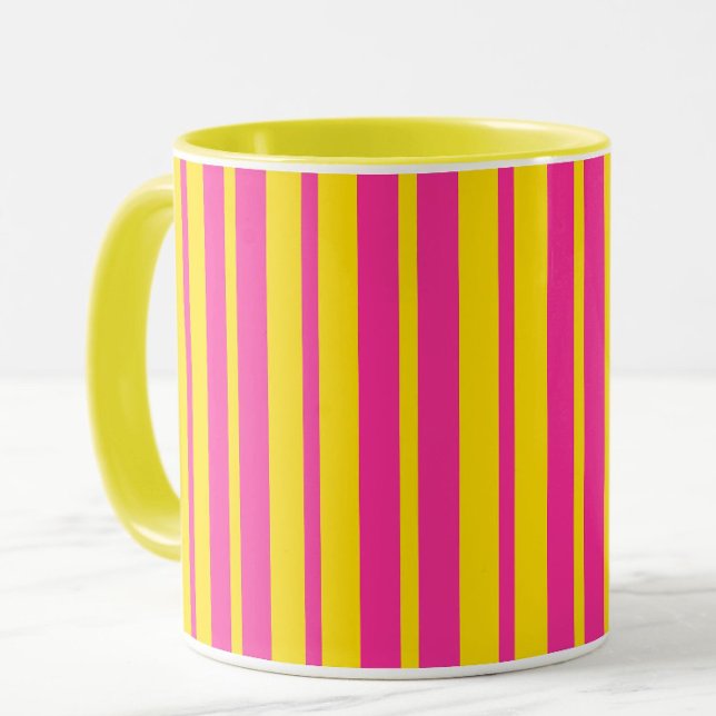 Mug Conception de motif rayé stylé rose jaune  (Créateur téléchargé)