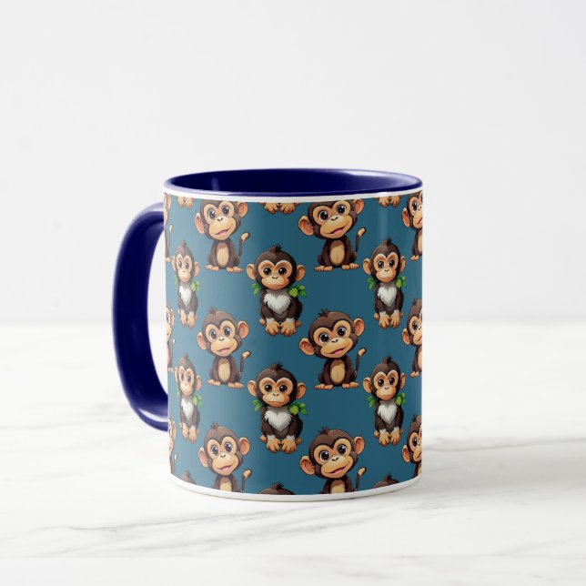 Mug Conception de motif singe bleu  (Devant gauche)