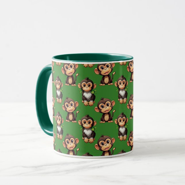 Mug Conception de motif singe vert  (Devant gauche)