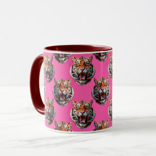 Mug Conception de motif tête de tigre rose
