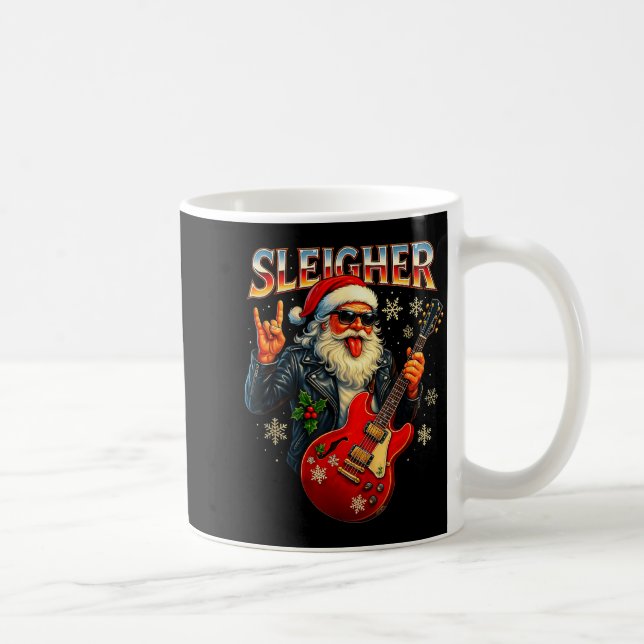 Mug Conception de Noël en métal drôle de Santa Rock Sl (Droite)