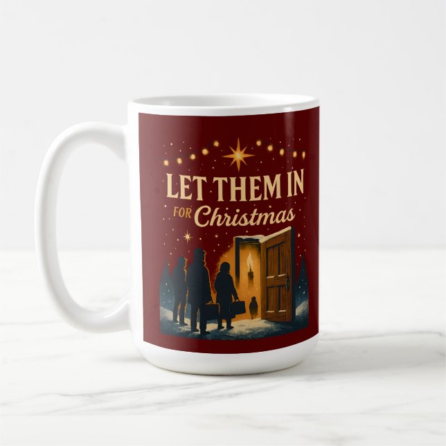 Mug Conception de Noël « Laissez-les entrer pour Noël  (Gauche)