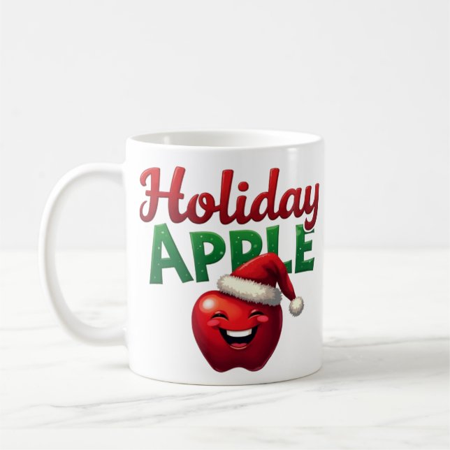 Mug Conception de Noël rétro Apple de vacances  (Gauche)
