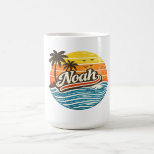 Mug Conception de nom de Noah Coucher de soleil Rétro