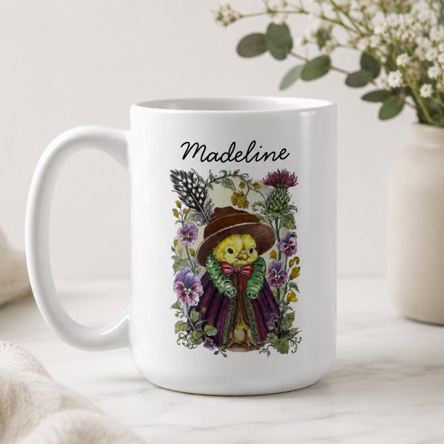 Mug Conception de nom d'oiseau fantaisiste et de fleur (Créateur téléchargé)