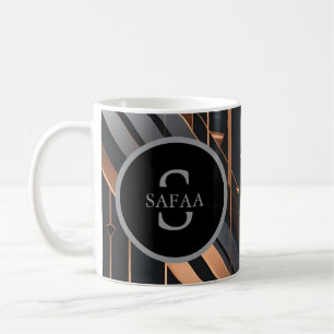 Mug Conception de nom en cercle de monogramme Art Déco