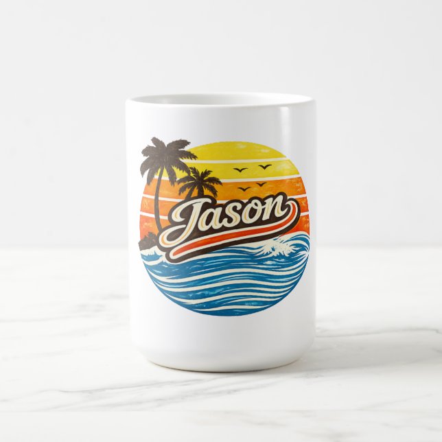 Mug Conception de nom Jason Retro Sunset (Centre)