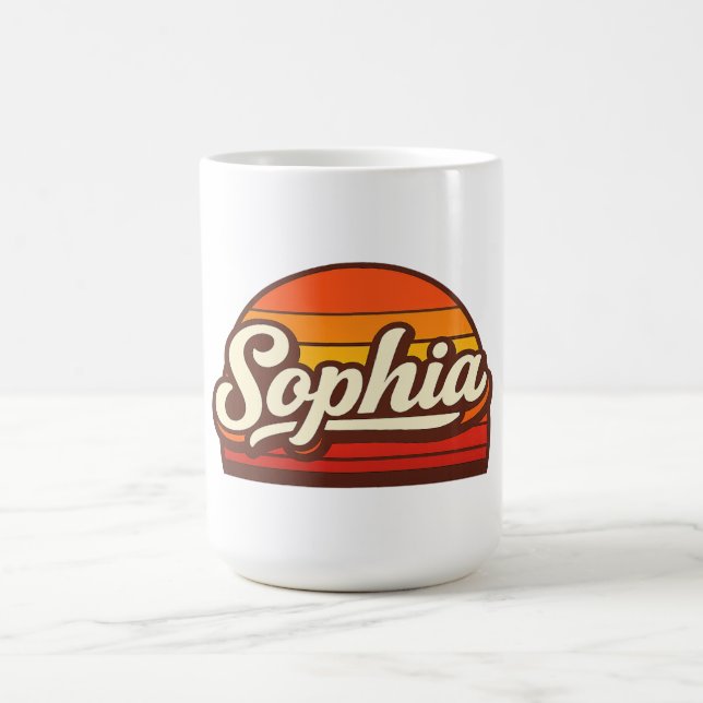 Mug Conception de nom personnalisé Sophia Retro Sunset (Centre)