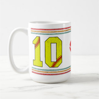 Mug Conception de numéro 10 de softball rétro vintage