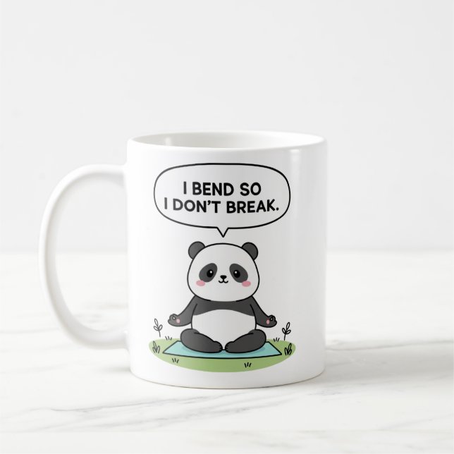 Mug conception de panda « Je me plie pour ne pas casse (Gauche)