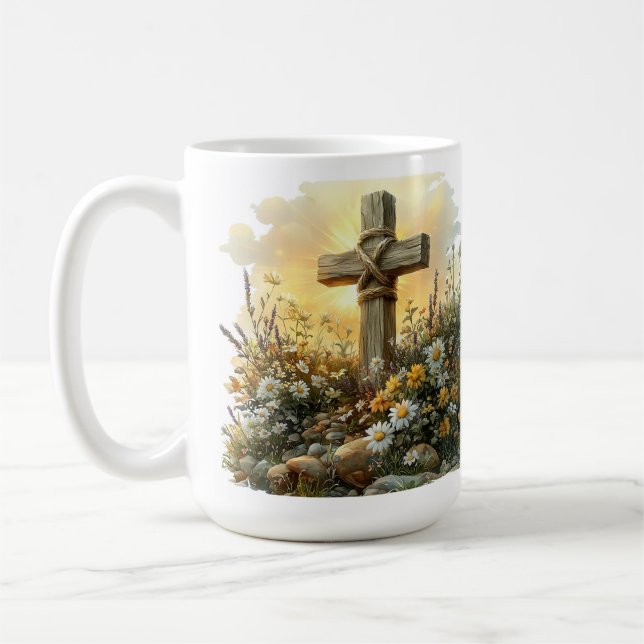 Mug Conception de Pâques à croix de fleur sauvage (Gauche)