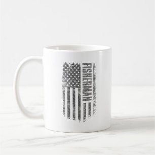 Mug Conception de pêcheur drapeau USA en détresse