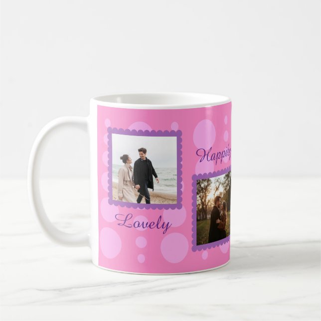 Mug Conception de photo de couple rose avec café de te (Gauche)