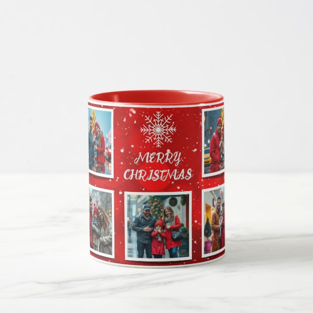 Mug Conception de photo de famille de Noël moderne élé (Centre)