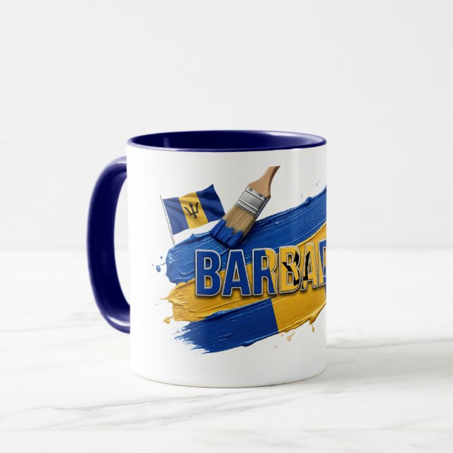 Mug Conception de pinceau de peinture de la Barbade |  (Devant gauche)