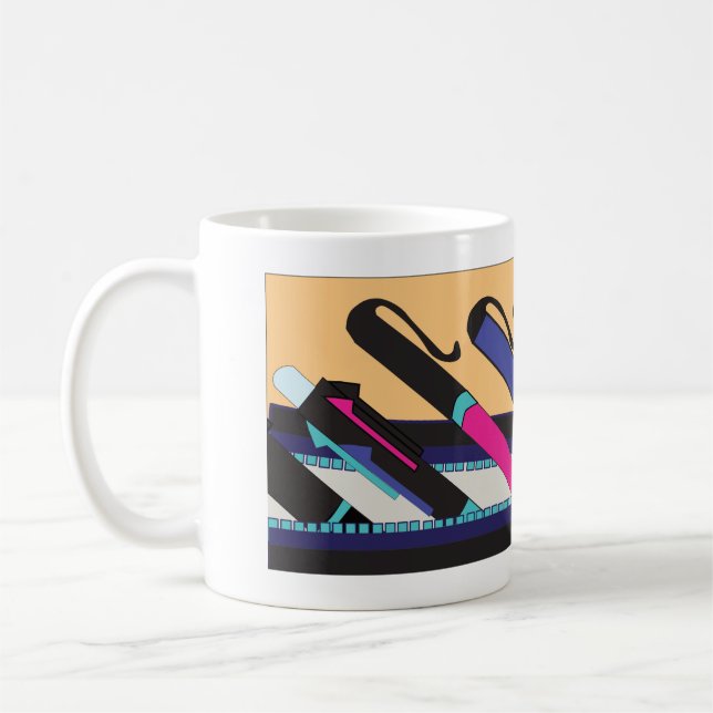 Mug conception de pochette à crayons d'école rétro  (Gauche)