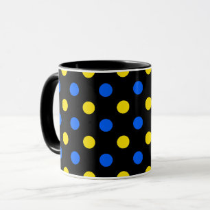 Mug Conception de points noirs bleus jaunes
