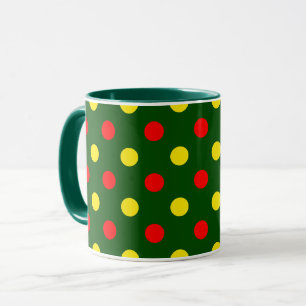 Mug Conception de pois verts rouges jaunes