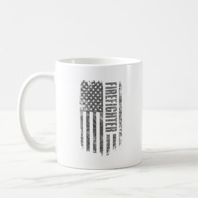 Mug Conception de pompier USA drapeau en détresse (Gauche)