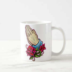 Mug Conception de prière de roses de mains