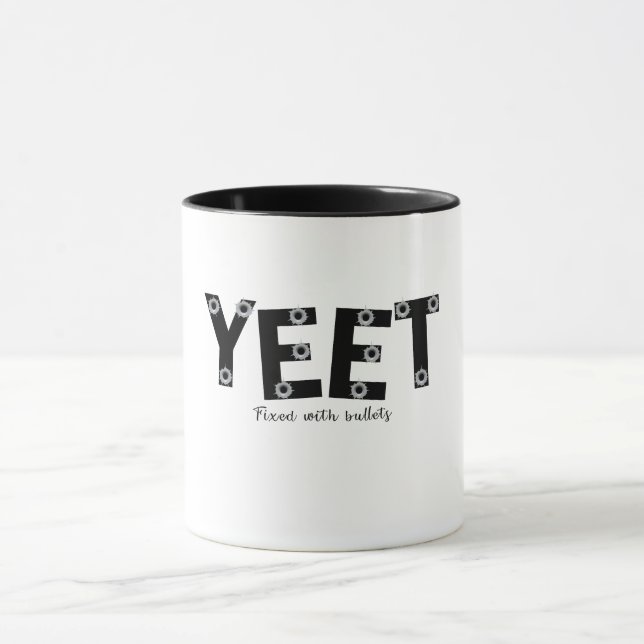 Mug Conception de puces grises gras YEET en gras (Centre)