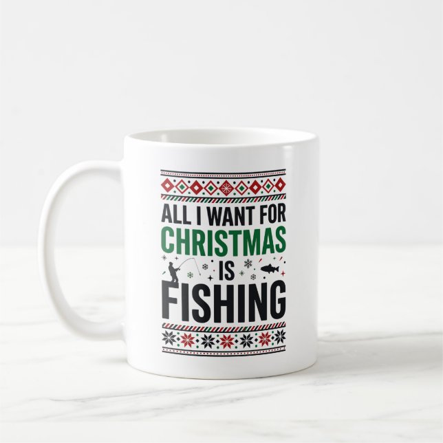 Mug Conception de pull moche de pêche à Noël (Gauche)