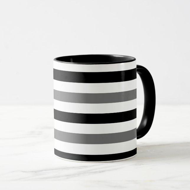 Mug Conception de rayures noires et blanches Ahs (Devant droit)