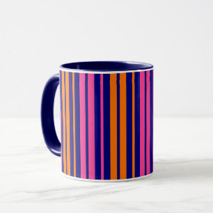 Mug Conception de rayures verticales orange bleu rose