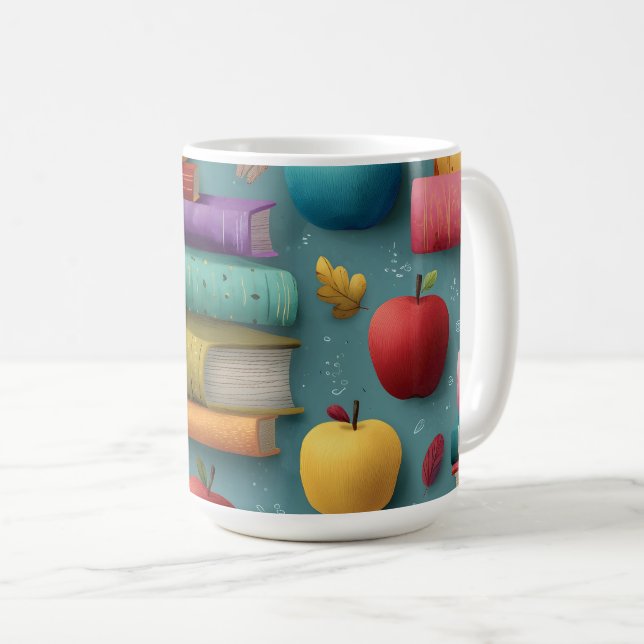 Mug Conception de retour à l'école avec livres et Appl (Devant droit)