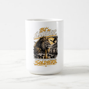 Mug Conception de roi d'échecs lion couronné leader