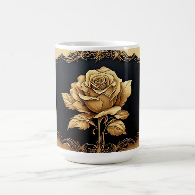 Mug Conception de rose artistique dorée avec détails o (Centre)
