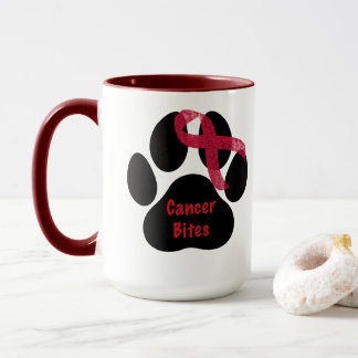 Mug Conception de ruban de patte de cancer de chien Hé