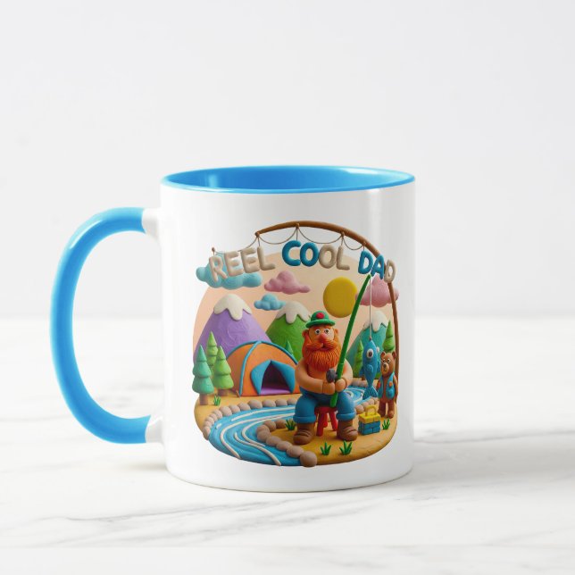 Mug Conception de scène de pêche en argile « Papa supe (Gauche)