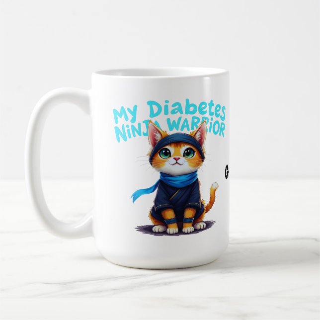 Mug Conception de sensibilisation au chat ninja diabèt (Gauche)