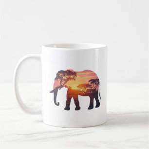 Mug Conception de silhouette d'éléphant à double expos