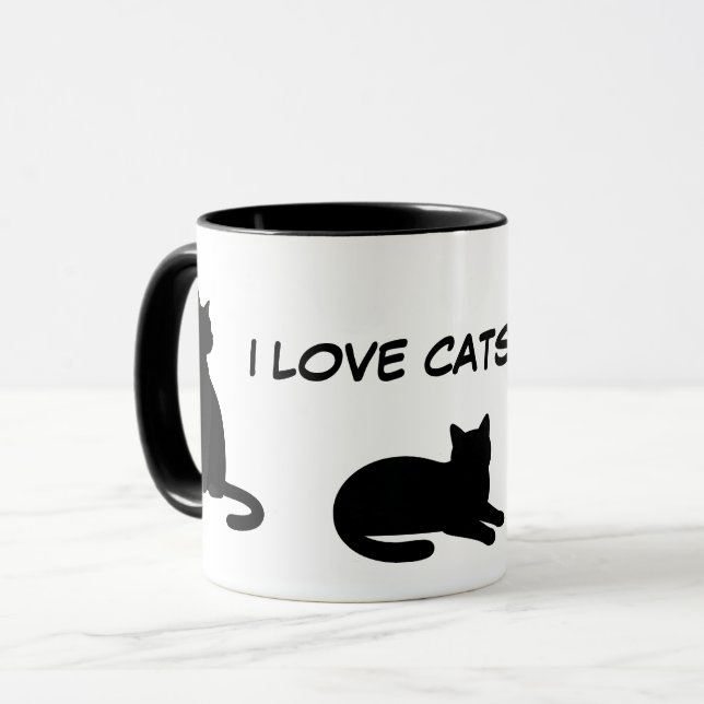 Mug Conception de silhouettes de jolis animaux - Chats (Devant gauche)