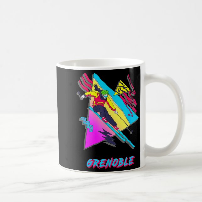 Mug Conception de ski vibrante avec texte grenoble ski (Droite)