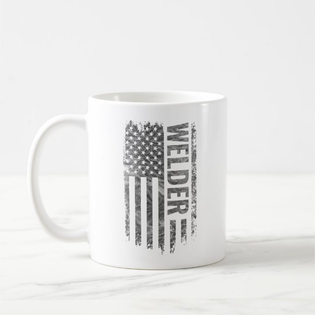 Mug Conception de soudeur de drapeau USA en détresse (Gauche)