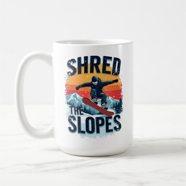 Mug Conception de sports d'hiver - "Shred the Slopes"  (Gauche)