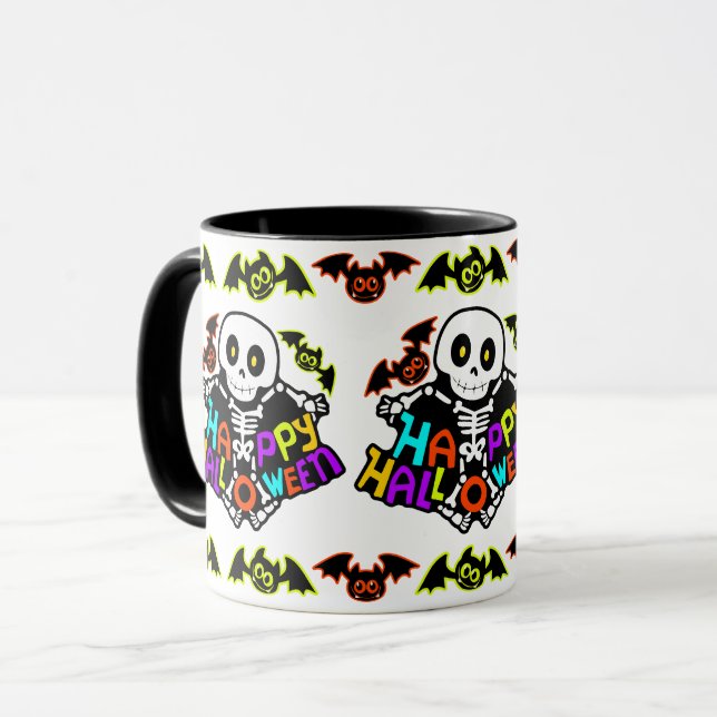 Mug Conception de squelette et de chauves-souris fanta (Devant gauche)