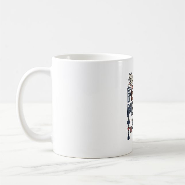 Mug Conception de T-Shirt Américain Chat Folk Patrioti (Gauche)