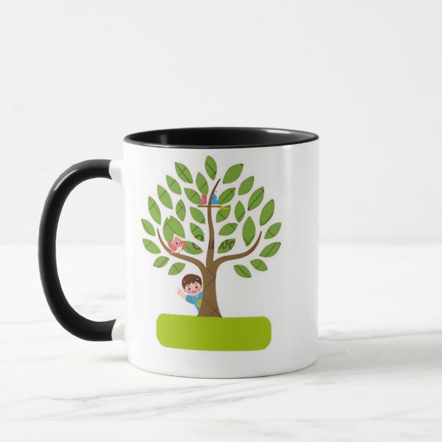 Mug Conception de T-Shirt Arbre Mignon avec Enfants et (Gauche)