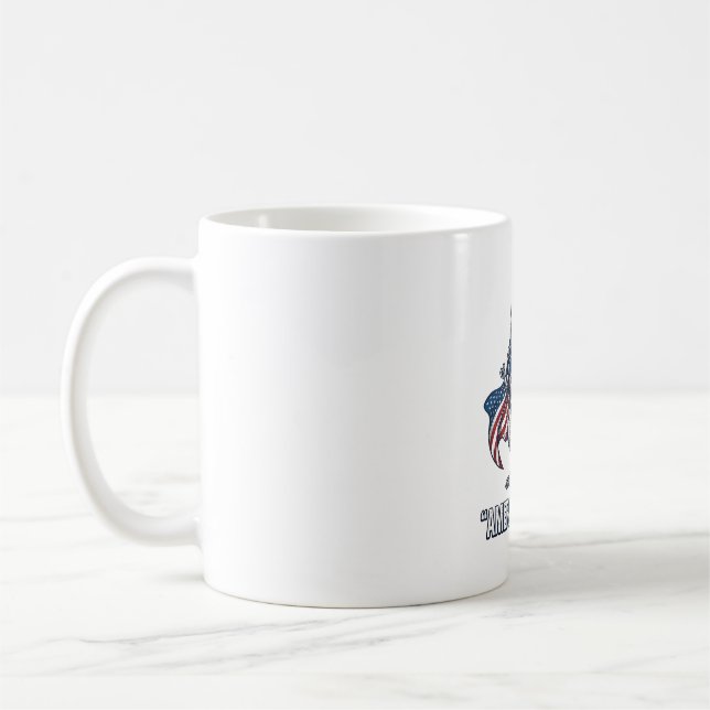 Mug Conception de T-shirt blanc de T-Rex patriotique A (Gauche)