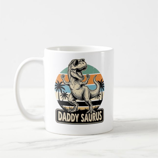 Mug Conception de t-shirt de dinosaure rétro Daddy Sau (Gauche)