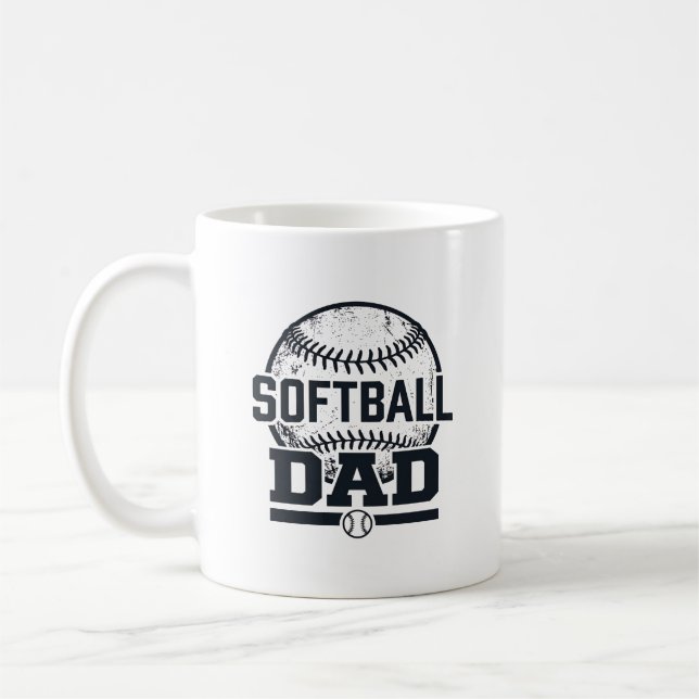 Mug Conception de T-Shirt Vectoriel Papa Softball Vint (Gauche)