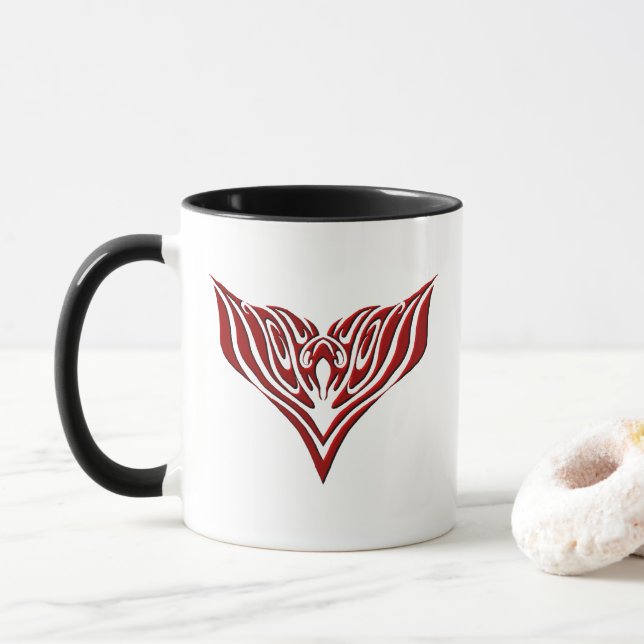 Mug Conception de tatouage tribal d'oiseaux ailés roug (Avec donut)