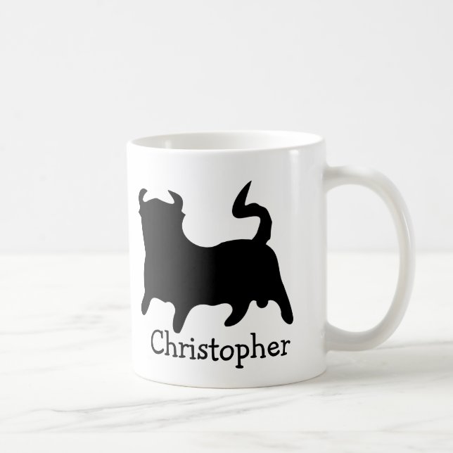 Mug Conception de taureau noir personnalisée (Droite)